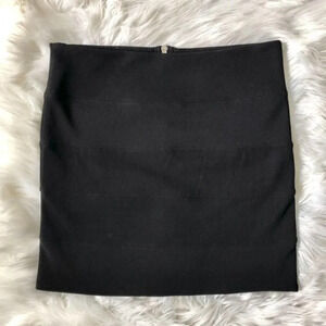 Tea Black Banded Mini Skirt Exposed Zip M